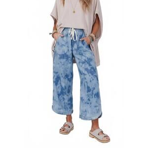 Three Bird Nest Blue Tie-Dye Wide Leg Pants
